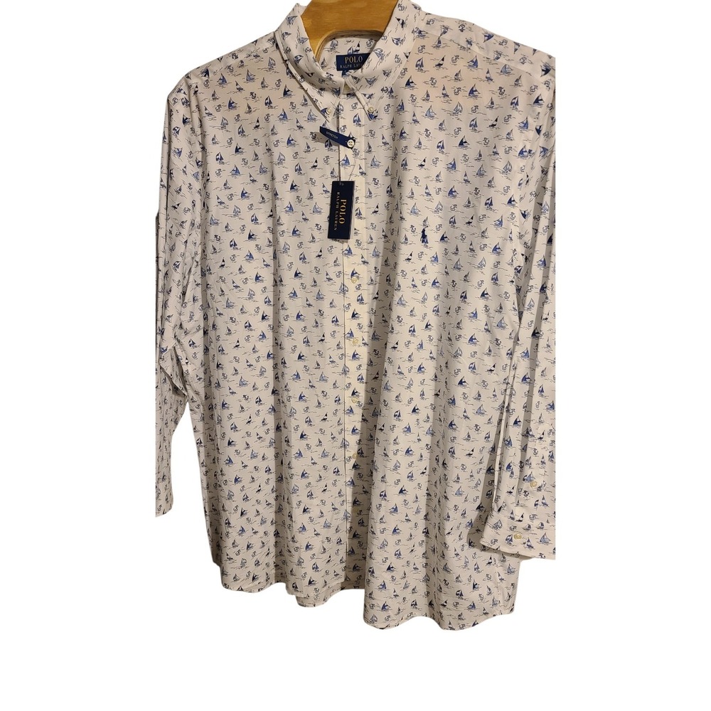 Polo Ralph Lauren Shirt Mens 4XB, 4TG, 4EG Sail Boat Print Long Sleeve NWT
